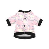 Japanese crane rose pattern All Over Print Pet Dog Round Neck Fuzzy Shirt