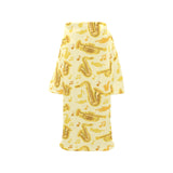 Saxophone cornet pattern yellow background Blanket Robe with Sleeves