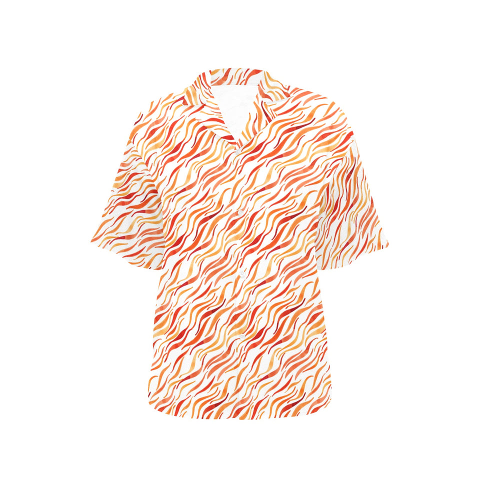 Fire flame watercolor pattern Women's All Over Print Hawaiian Shirt