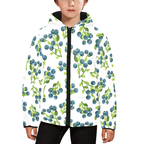 blueberry white background Kids' Boys' Girls' Padded Hooded Jacket