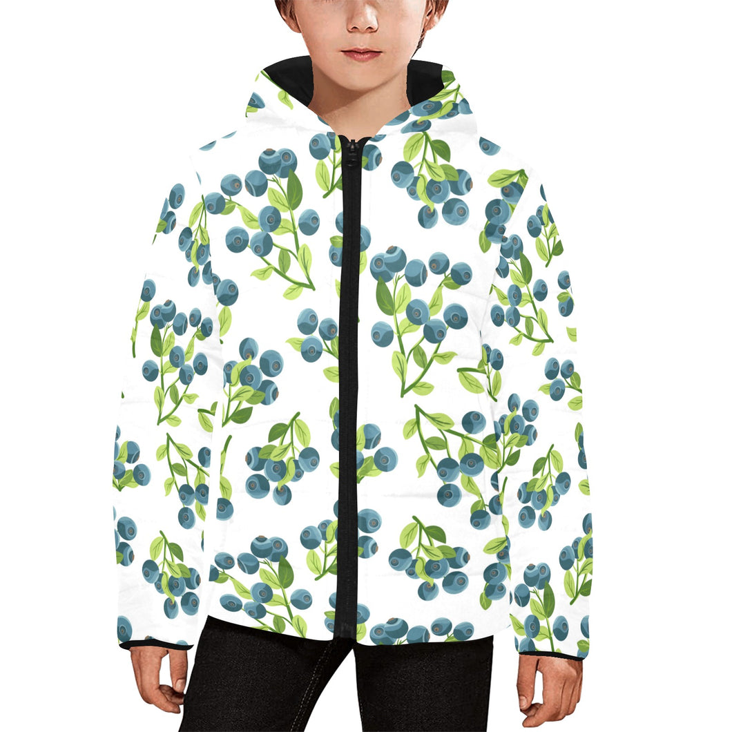 blueberry white background Kids' Boys' Girls' Padded Hooded Jacket