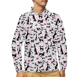 Greyhound Pattern Print Design 02 Men's Long Sleeve Polo Shirt