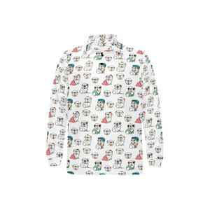 English Bulldog Pattern Print Design 03 Men's Long Sleeve Polo Shirt