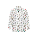 English Bulldog Pattern Print Design 03 Men's Long Sleeve Polo Shirt