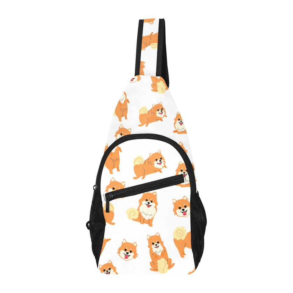 Brown pomeranian pattern All Over Print Chest Bag