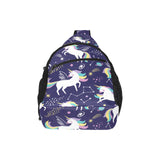 Hand drawn cute unicorn star planet All Over Print Chest Bag