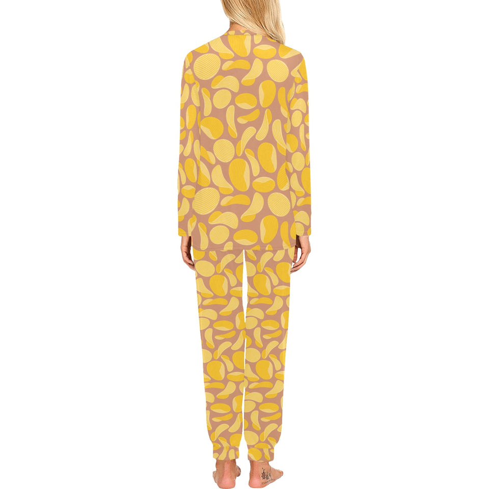 Potato Chips Pattern Print Design 01 Women's All Over Print Pajama Set