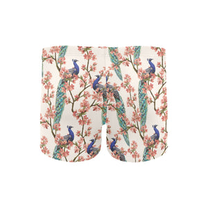 Peacock tropical flower pattern Men's Swimming Trunks