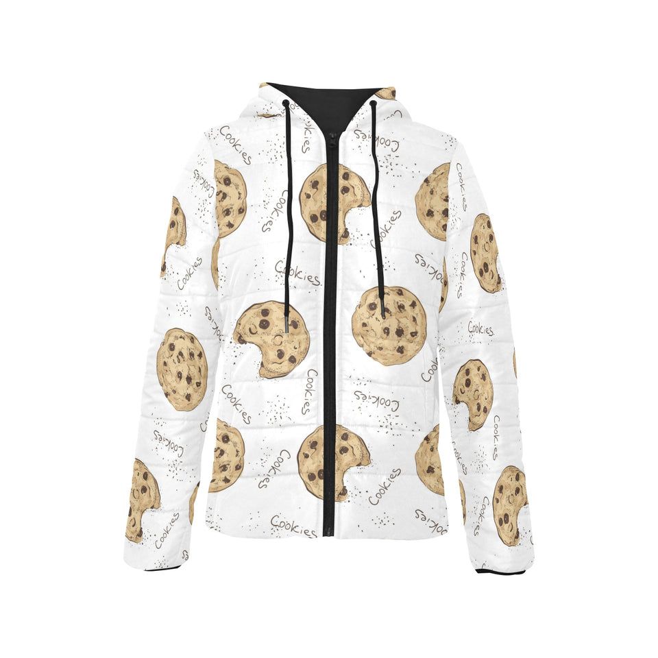 Sketch style cookie pattern Women's Padded Hooded Jacket