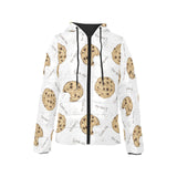 Sketch style cookie pattern Women's Padded Hooded Jacket