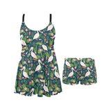 Pelican Pattern Print Design 05 Chest Sexy Pleated Two Piece Swim Dress