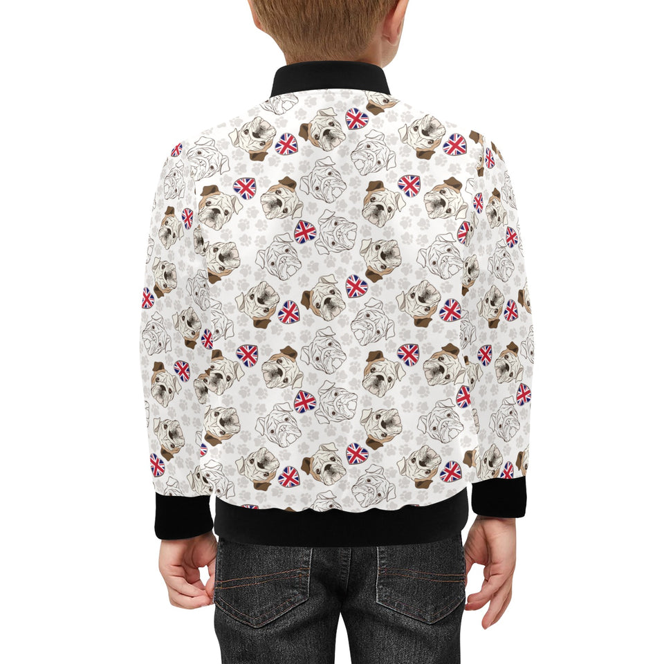 English Bulldog Pattern Print Design 01 Kids' Boys' Girls' Bomber Jacket