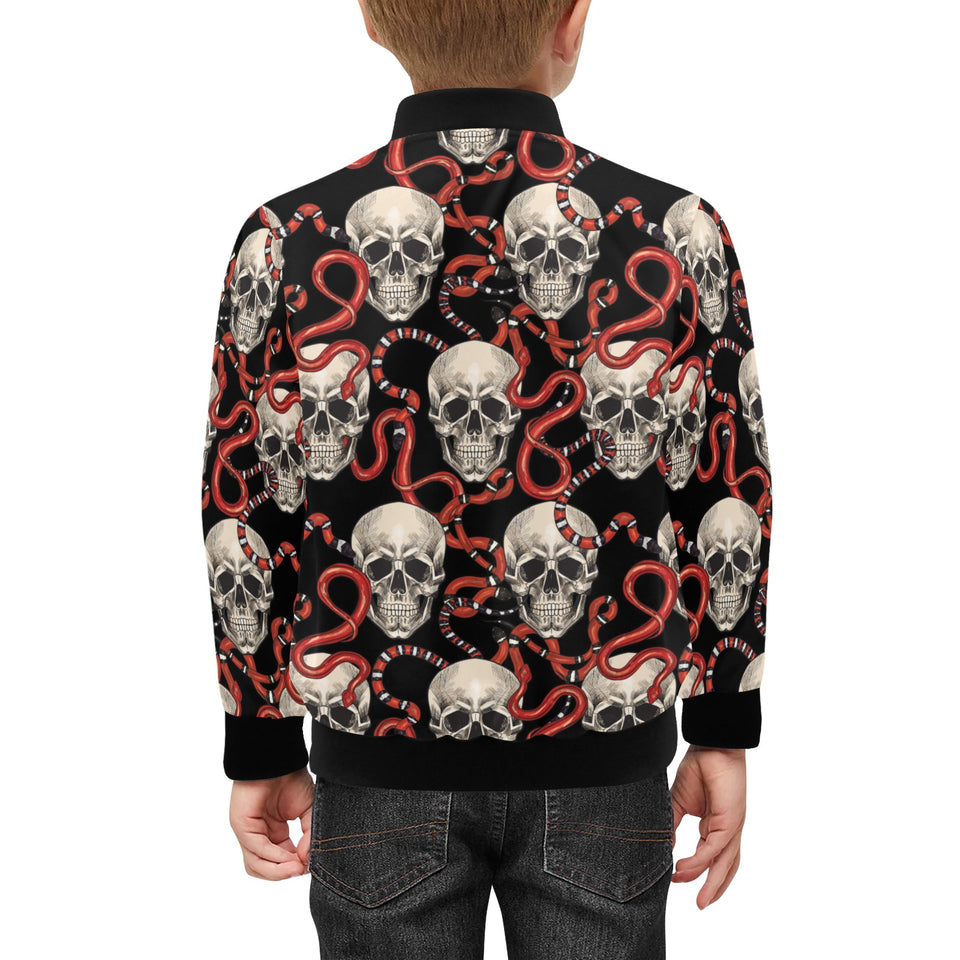 Red snake skull pattern Kids' Boys' Girls' Bomber Jacket