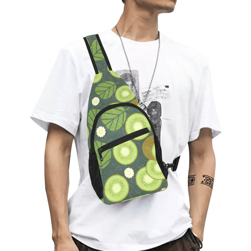 Whole sliced kiwi leave and flower All Over Print Chest Bag