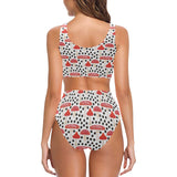 Red mushroom dot pattern Chest Bowknot High Waisted Bikini Swimsuit