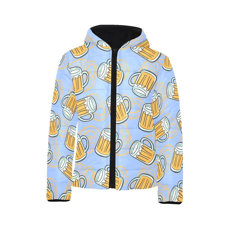 Beer pattern Kids' Boys' Girls' Padded Hooded Jacket