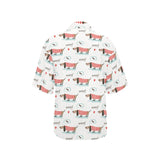 Cute dachshund bone pattern Women's All Over Print Hawaiian Shirt