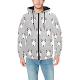 Bull Terrier Pattern Print Design 05 Men's Padded Hooded Jacket
