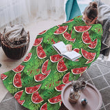 Watermelons tropical palm leaves pattern backgroun Blanket Robe with Sleeves
