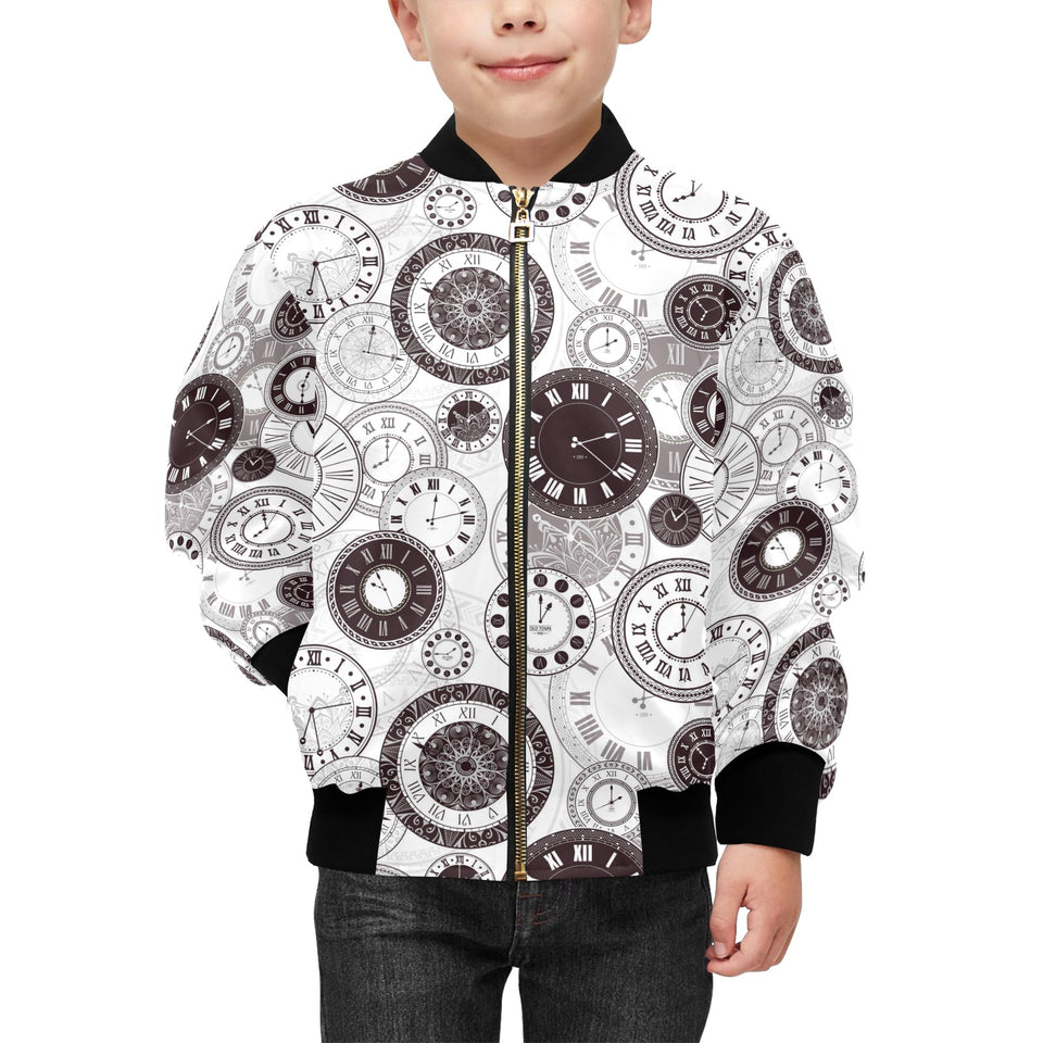 Classic vintage clock pattern Kids' Boys' Girls' Bomber Jacket