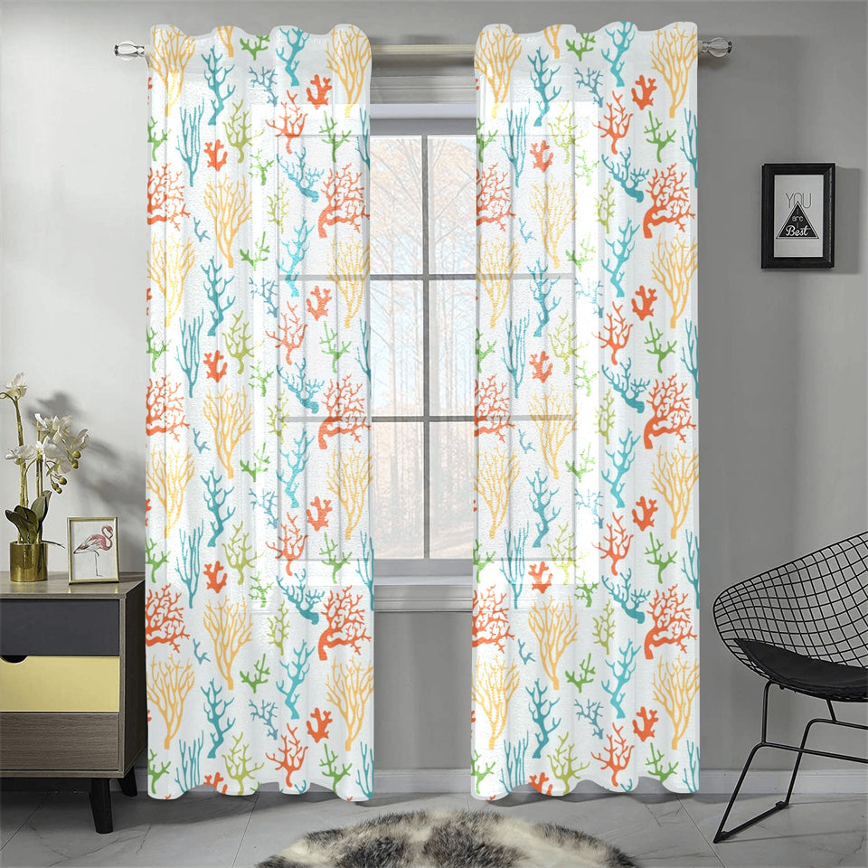 Coral Reef Pattern Print Design 02 Gauze Curtain