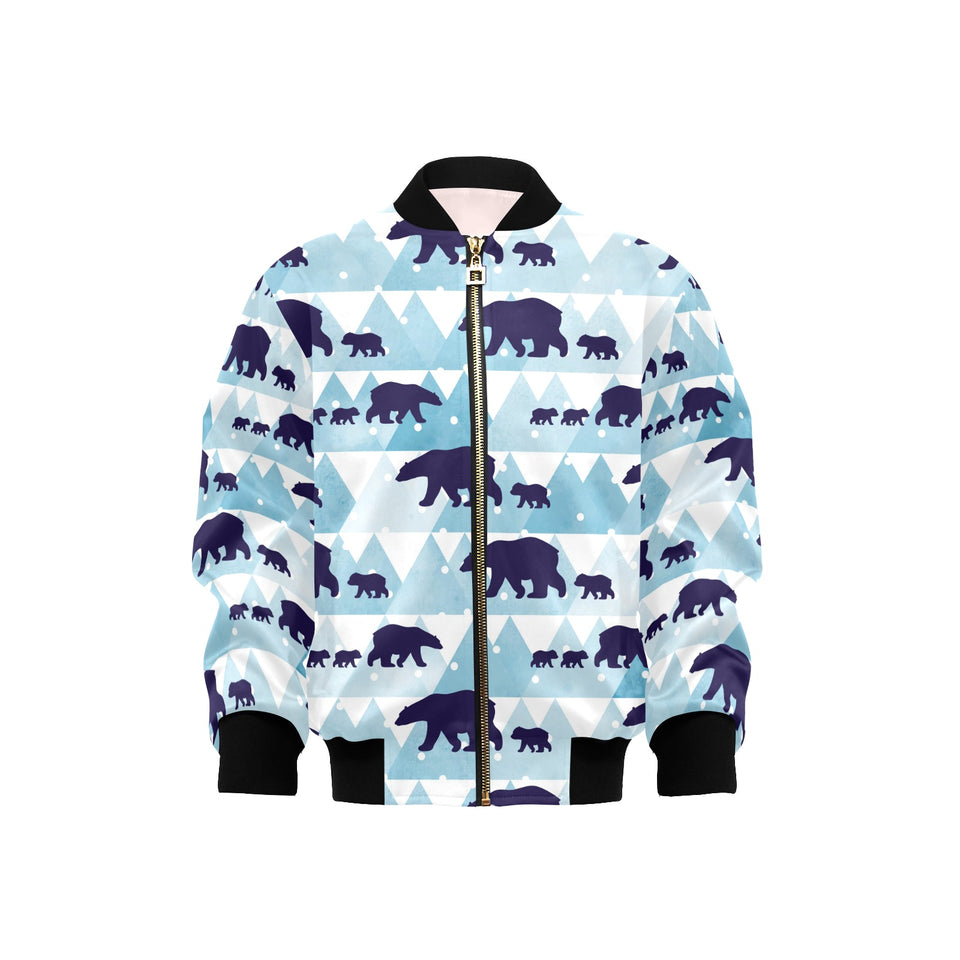 polar bear winter snow pattern Kids' Boys' Girls' Bomber Jacket
