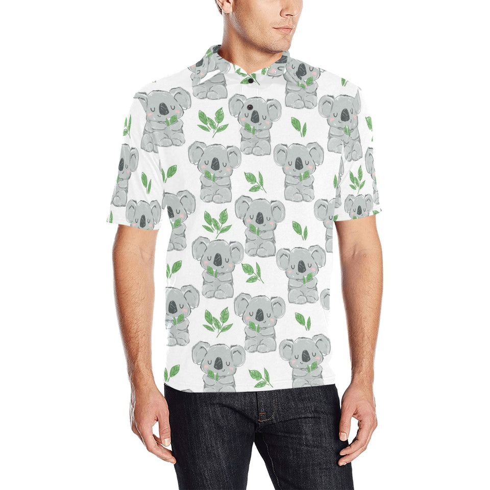 Hand drawn Koala leaves pattern Men's All Over Print Polo Shirt