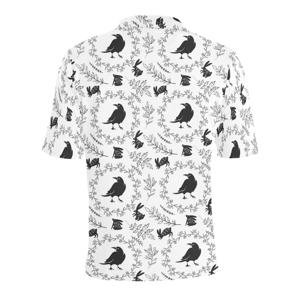 Crows floral wreath rabbit pattern Men's All Over Print Polo Shirt
