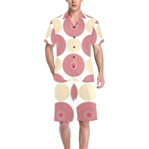 Circle indian pattern Men's V-Neck Short Pajama Set