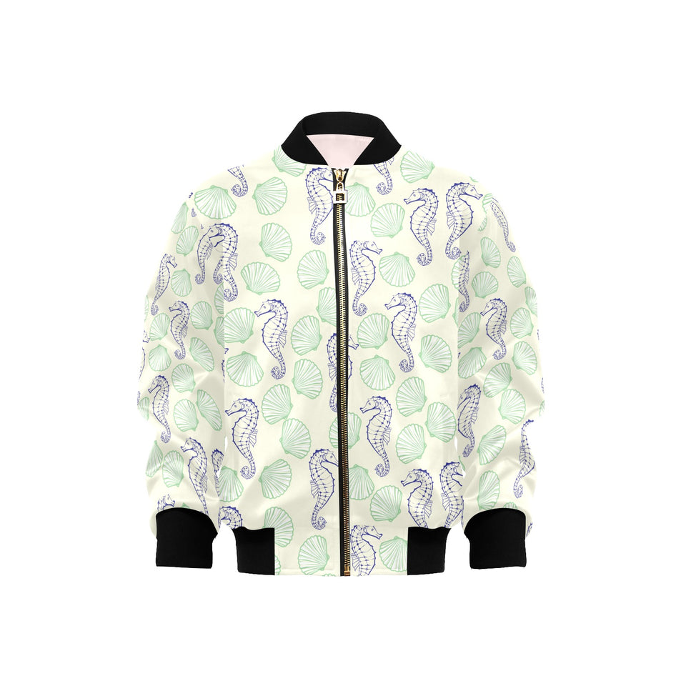 Seahorse shell pattern Kids' Boys' Girls' Bomber Jacket