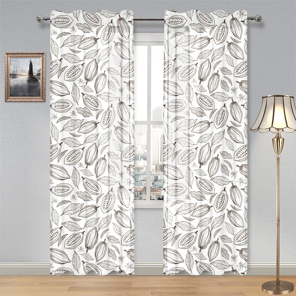 cacao beans leaves pattern Gauze Curtain