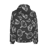 Garlic pattern black background Men's Padded Hooded Jacket
