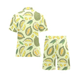 Durian leaves pattern background Men's V-Neck Short Pajama Set