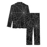 Spider web pattern Black background white cobweb Women's Long Pajama Set