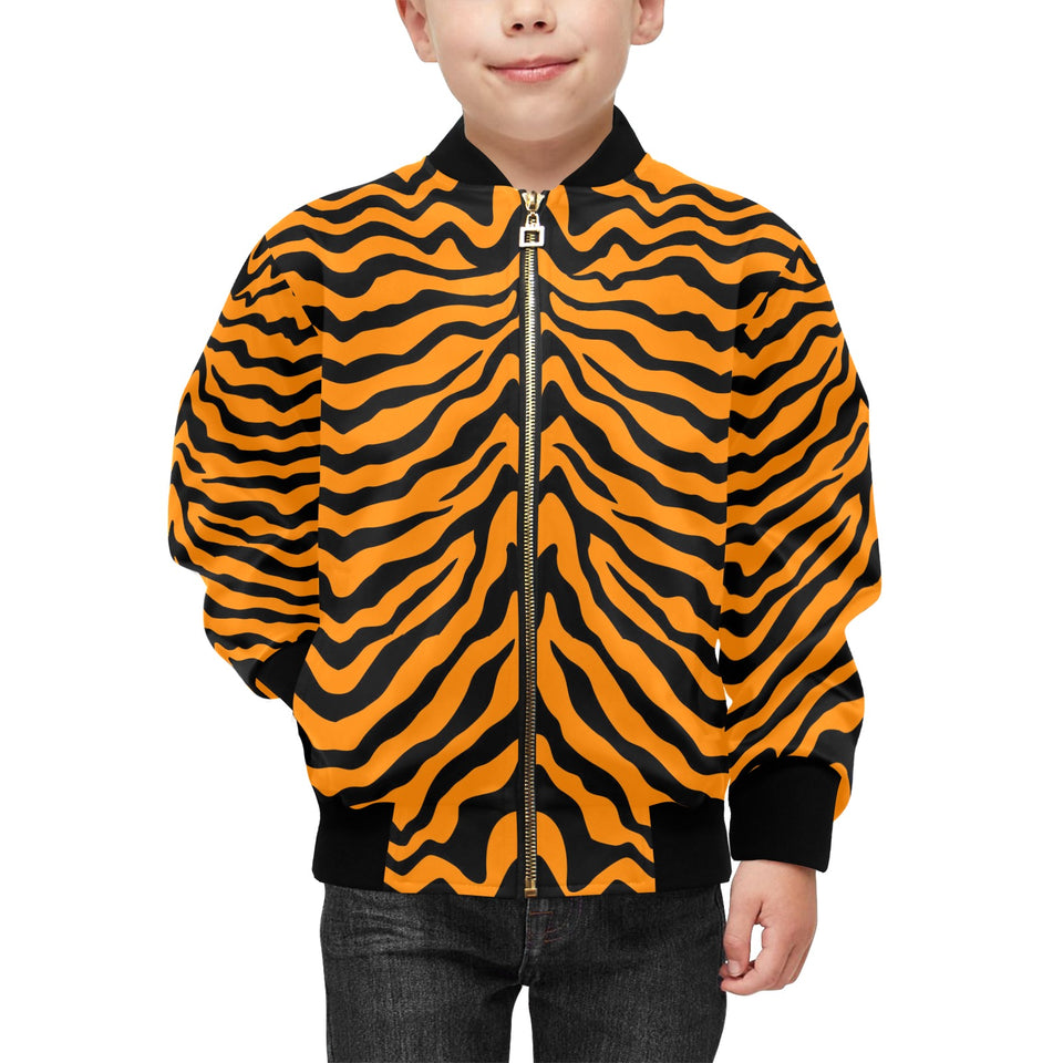 Bengal tigers skin print pattern Kids' Boys' Girls' Bomber Jacket