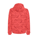 strawberry pattern red background Men's Padded Hooded Jacket