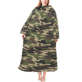 Dark Green camouflage pattern Blanket Robe with Sleeves