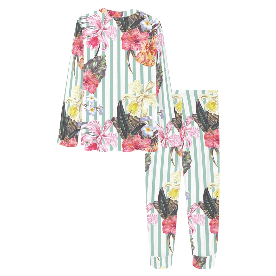 Colorful orchid flower pattern Women's All Over Print Pajama Set