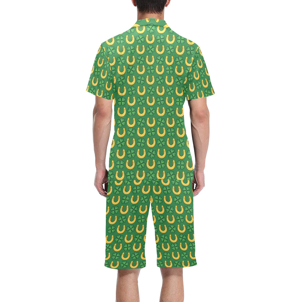Horseshoes Pattern Print Design 05 Men's V-Neck Short Pajama Set