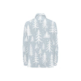 Christmas tree winter forest pattern Women's Long Sleeve Polo Shirt