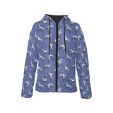 Seagull Pattern Print Design 03 Women's Padded Hooded Jacket