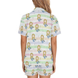 Cute hand drawn mermaid Women's V-Neck Short Pajama Set