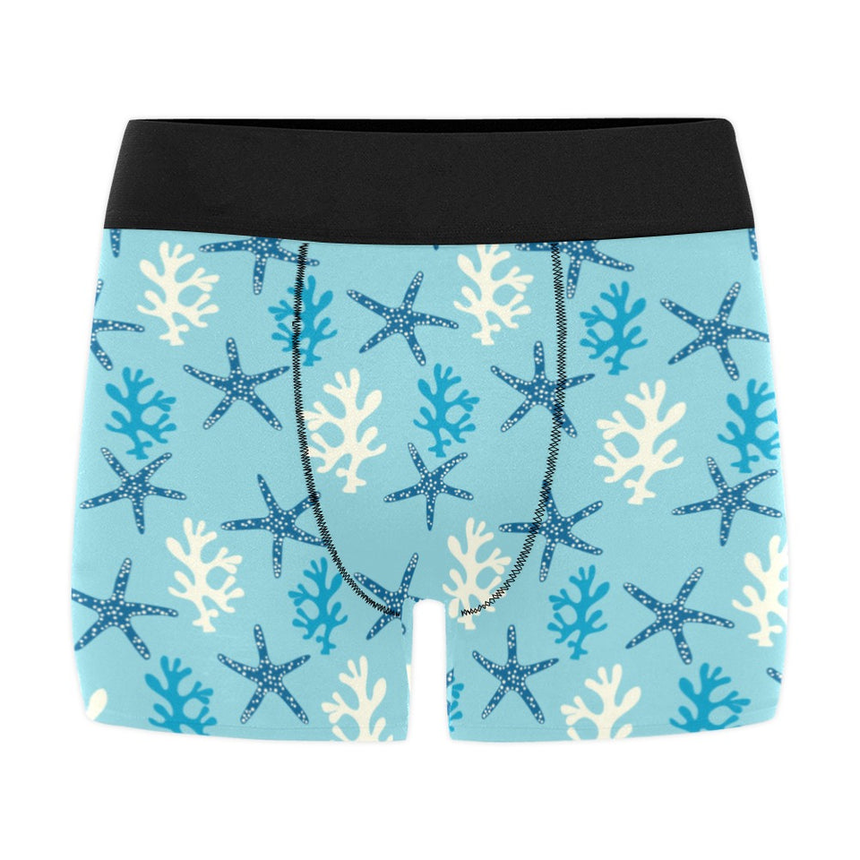 Blue starfish coral reef pattern Men's All Over Print Boxer Briefs Men's Underwear