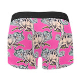 Chameleon lizard pattern pink background Men's All Over Print Boxer Briefs Men's Underwear