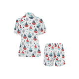 Cute color paper sailboat pattern Women's V-Neck Short Pajama Set