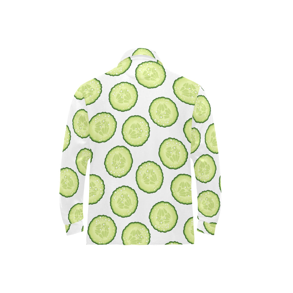 Cucumber slices pattern Men's Long Sleeve Polo Shirt