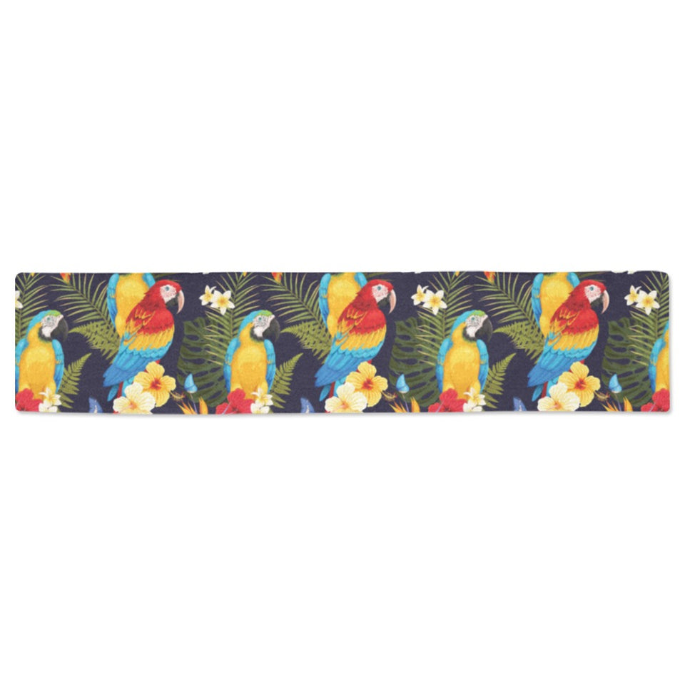 Colorful parrot flower pattern Table Runner