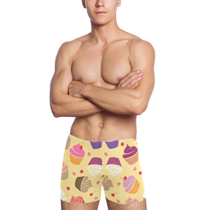 cake cupcake heart cherry pattern Men's Swimming Trunks