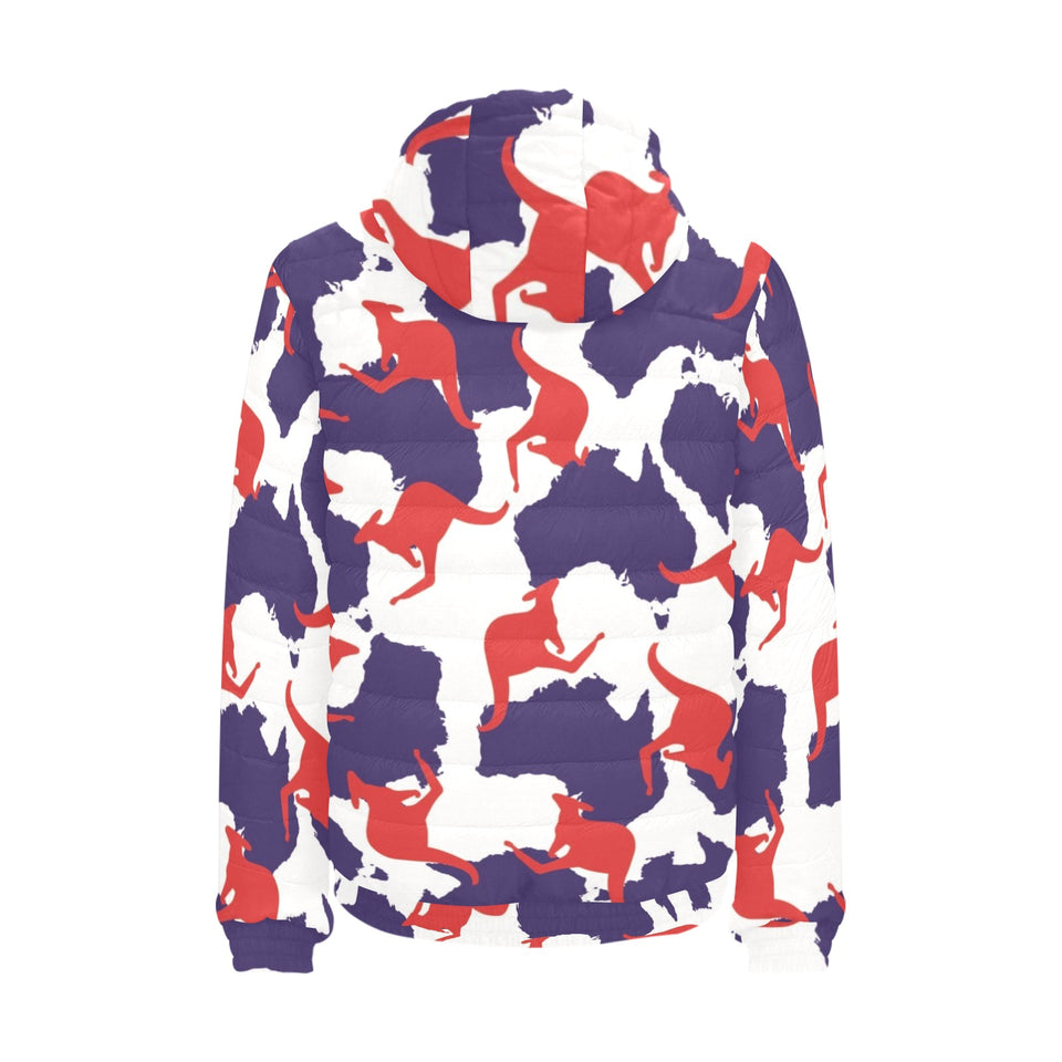 Kangaroo Australian pattern Men's Padded Hooded Jacket