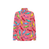 Colorful wrapped candy pattern Women's Long Sleeve Polo Shirt